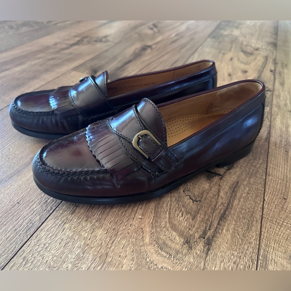 Cole Haan Men's Burgundy Leather Kiltie Loafers
